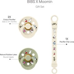 Coffret cadeau bébé - BIBS x Moomins - Sucette & attache - Caoutchou