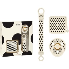 Coffret cadeau bébé - BIBS Polka Soothe & Go - T2 - Ivory Black