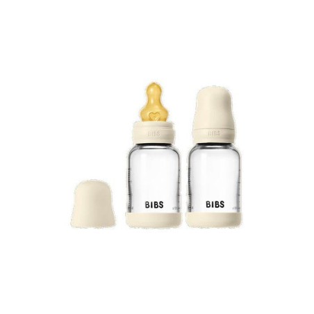 Biberon bébé - BIBS Verre - Embout rond - Caoutchouc naturel - 120 m