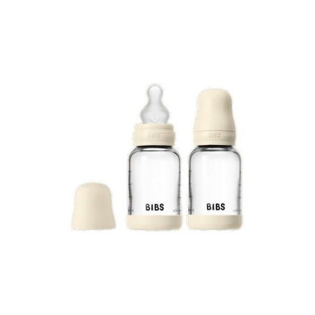 Biberon bébé - BIBS Verre - Embout rond - Silicone - 120 ml - Débit