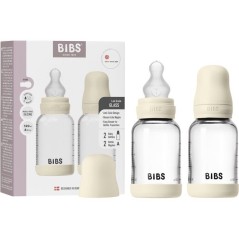 Biberon bébé - BIBS Verre - Embout rond - Silicone - 120 ml - Débit
