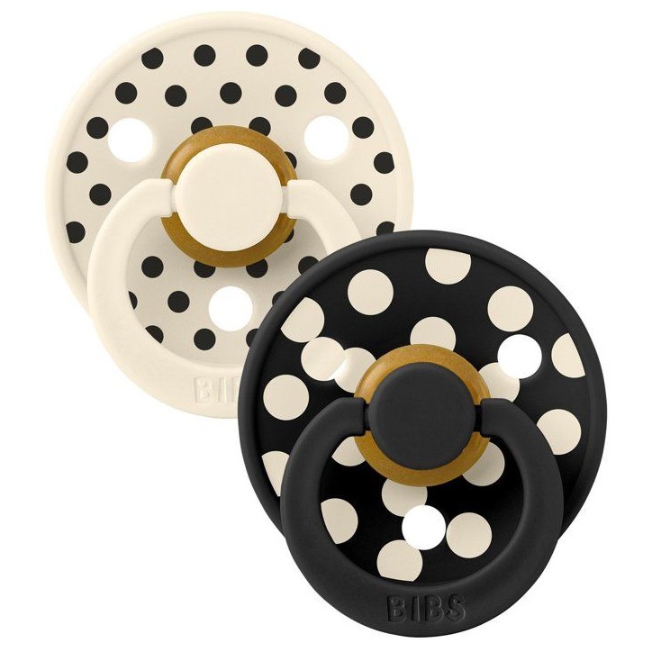 Sucette bébé - BIBS Studio Colour - Ronde - T1 - Caoutchouc naturel - Ivory Black - Pack de 2 Sucette bébé - BIBS Studio Colour - Ronde - T1 - Caoutchouc naturel - Ivory Black - Pack de 2