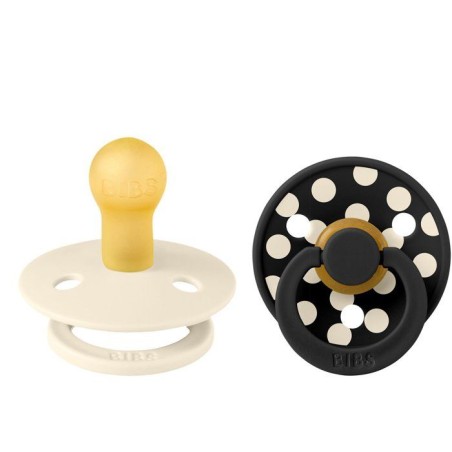 Sucette bébé - BIBS Studio Colour - Ronde - T1 - Caoutchouc naturel - Ivory Black - Pack de 2
