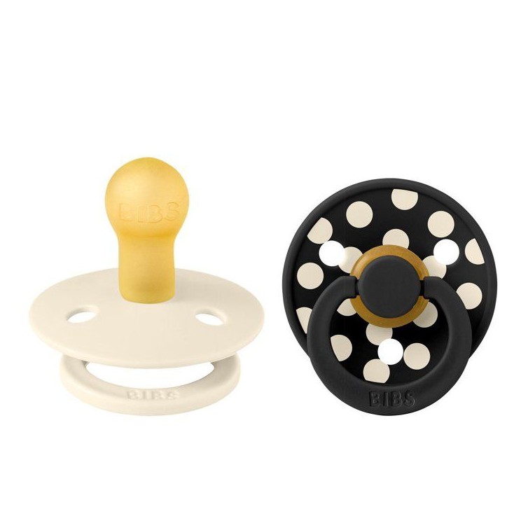 Sucette bébé - BIBS Studio Colour - Ronde - T1 - Caoutchouc naturel - Ivory Black - Pack de 2 Sucette bébé - BIBS Studio Colour - Ronde - T1 - Caoutchouc naturel - Ivory Black - Pack de 2