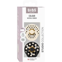Sucette bébé - BIBS Studio Colour - Ronde - T1 - Caoutchouc naturel