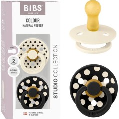 Sucette bébé - BIBS Studio Colour - Ronde - T2 - Caoutchouc naturel