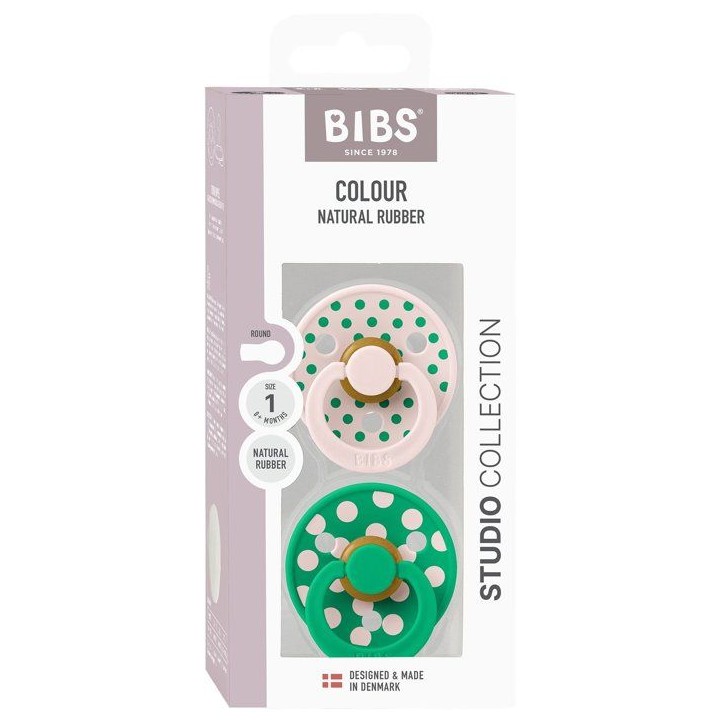 Sucette bébé - BIBS Studio Colour - Ronde - T1 - Caoutchouc naturel - Petal Cactus - Pack de 2 Sucette bébé - BIBS Studio Colour - Ronde - T1 - Caoutchouc naturel - Petal Cactus - Pack de 2