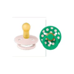 Sucette bébé - BIBS Studio Colour - Ronde - T2 - Caoutchouc naturel - Petal Cactus - Pack de 2