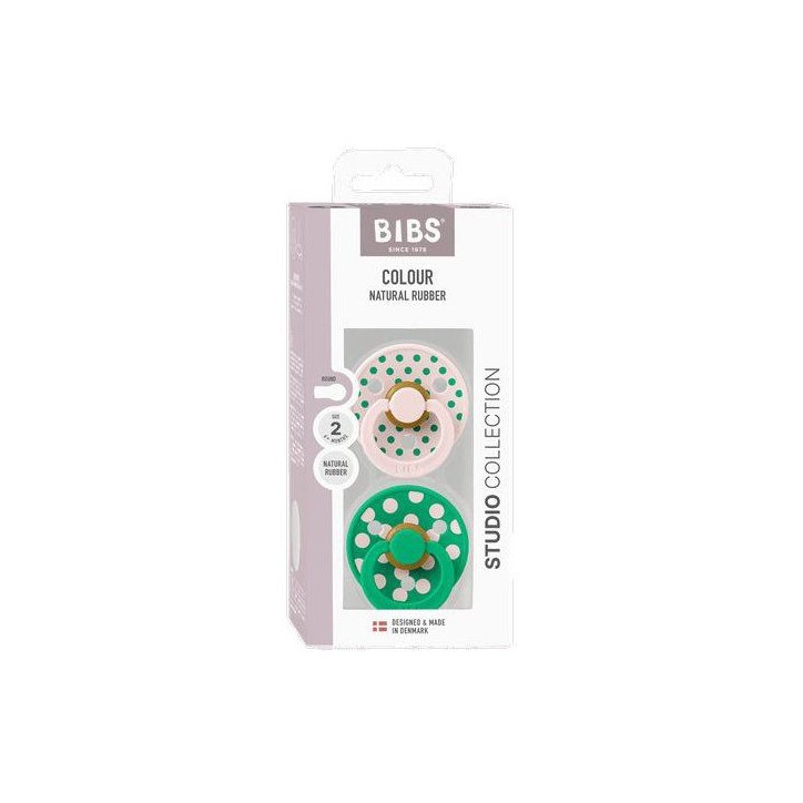 Sucette bébé - BIBS Studio Colour - Ronde - T2 - Caoutchouc naturel - Petal Cactus - Pack de 2 Sucette bébé - BIBS Studio Colour - Ronde - T2 - Caoutchouc naturel - Petal Cactus - Pack de 2