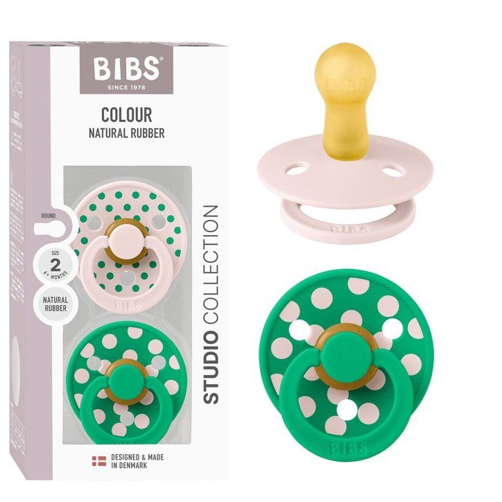Sucette bébé - BIBS Studio Colour - Ronde - T2 - Caoutchouc naturel - Petal Cactus - Pack de 2 Sucette bébé - BIBS Studio Colour - Ronde - T2 - Caoutchouc naturel - Petal Cactus - Pack de 2