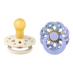 Sucette bébé - BIBS x Liberty - Boheme - Ronde - T1 - Caoutchouc naturel - Ivory Mix - Pack de 2