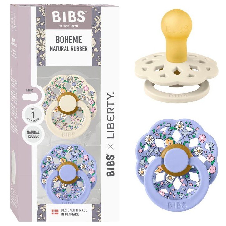 Sucette bébé - BIBS x Liberty - Boheme - Ronde - T1 - Caoutchouc naturel - Ivory Mix - Pack de 2 Sucette bébé - BIBS x Liberty - Boheme - Ronde - T1 - Caoutchouc naturel - Ivory Mix - Pack de 2