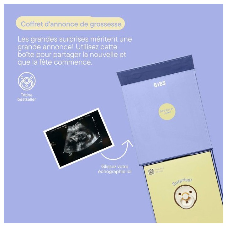 Coffret souvenir bébé - BIBS “Bébé est en route” - T1 - Ivory