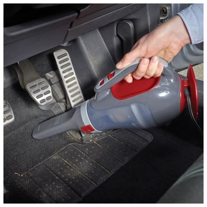 Aspirateur a main spécial voiture - BLACK & DECKER ADV1200-XJ - 12,5 AW - 12V - Prise allume cigare - Rouge / Gris Aspirateur a main spécial voiture - BLACK & DECKER ADV1200-XJ - 12,5 AW - 12V - Prise allume cigare - Rouge / Gris