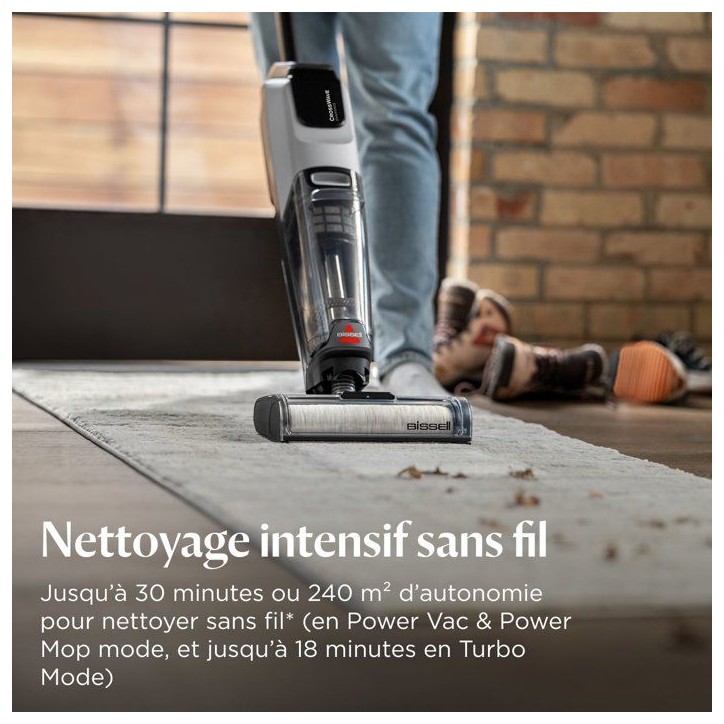 BISSELL CrossWave Omniforce - Aspirateur Balai Laveur sans Fil - Aspire & Lave en Meme Temps ou Mode Aspiration Uniquement