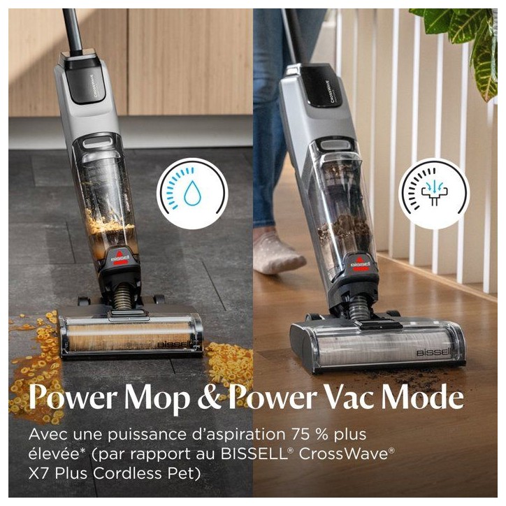 BISSELL CrossWave Omniforce - Aspirateur Balai Laveur sans Fil - Aspire & Lave en Meme Temps ou Mode Aspiration Uniquement