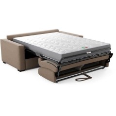 Canapé convertible express JOHN - 3 places - Tissu beige - 190 x 100