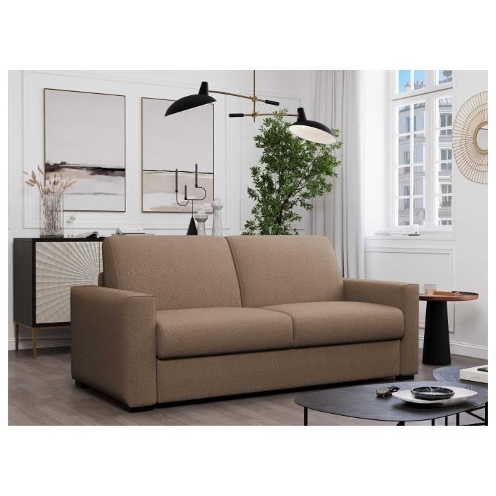 Canapé convertible express JOHN - 3 places - Tissu beige - 190 x 100 x 87 cm Canapé convertible express JOHN - 3 places - Tissu beige - 190 x 100 x 87 cm