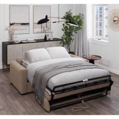 Canapé convertible express JOHN - 3 places - Tissu beige - 190 x 100