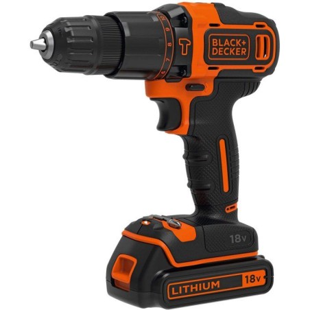 Kit Perceuse a percussion + scie sauteuse sans fil - 18V - BLACK+DECKER - BCK22S1S-QW + 1 batterie 1,5Ah + chargeur + sac