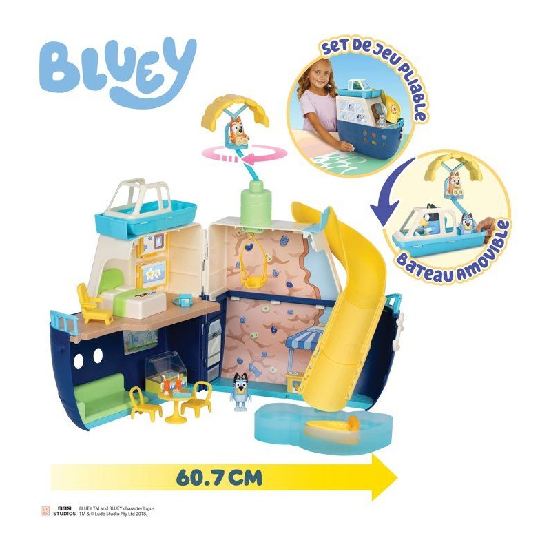Playset - BLUEY - Bateau de croisiere - 6 zones de jeu - Activités