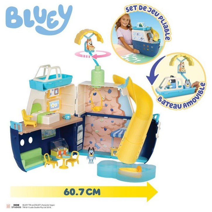 Playset - BLUEY - Bateau de croisiere - 6 zones de jeu - Activités