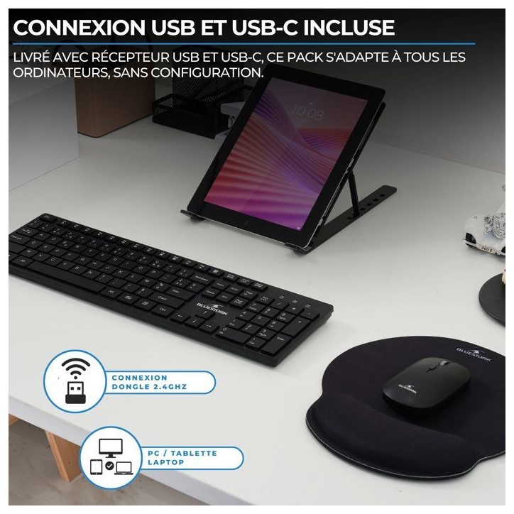Pack clavier souris sans fil - ULTRA FIN - BLUESTORK - PACK-WL-OFFSLIM/FR - AZERTY