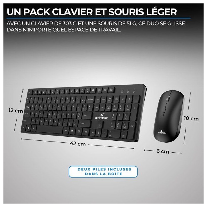 Pack clavier souris sans fil - ULTRA FIN - BLUESTORK - PACK-WL-OFFSLIM/FR - AZERTY