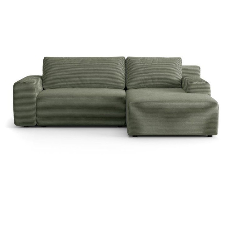 Canapé d'angle convertible réversible - 5 places - BOMBEY - Velours côtelé Vert - 264 x 162 x 85 cm Canapé d'angle convertible réversible - 5 places - BOMBEY - Velours côtelé Vert - 264 x 162 x 85 cm