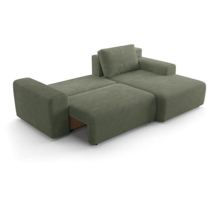 Canapé d'angle convertible réversible - 5 places - BOMBEY - Velours côtelé Vert - 264 x 162 x 85 cm Canapé d'angle convertible réversible - 5 places - BOMBEY - Velours côtelé Vert - 264 x 162 x 85 cm