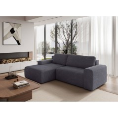 Canapé d'angle convertible réversible - 5 places - BOMBEY - Velours côtelé Gris anthracite - 264 x 162 x 85 cm