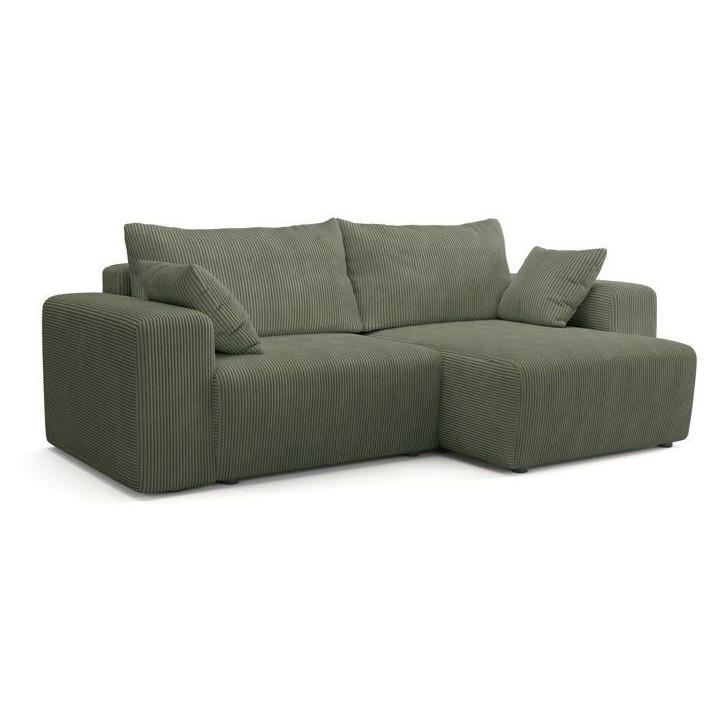 Canapé d'angle convertible - 4 places - BOBO - Velours côtelé Vert - 244 x 138 x 86 cm Canapé d'angle convertible - 4 places - BOBO - Velours côtelé Vert - 244 x 138 x 86 cm