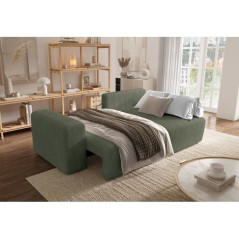 Canapé d'angle convertible - 4 places - BOBO - Velours côtelé Vert