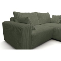 Canapé d'angle convertible - 4 places - BOBO - Velours côtelé Vert