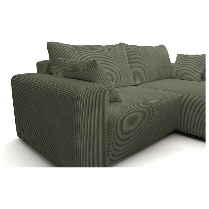 Canapé d'angle convertible - 4 places - BOBO - Velours côtelé Vert - 244 x 138 x 86 cm Canapé d'angle convertible - 4 places - BOBO - Velours côtelé Vert - 244 x 138 x 86 cm