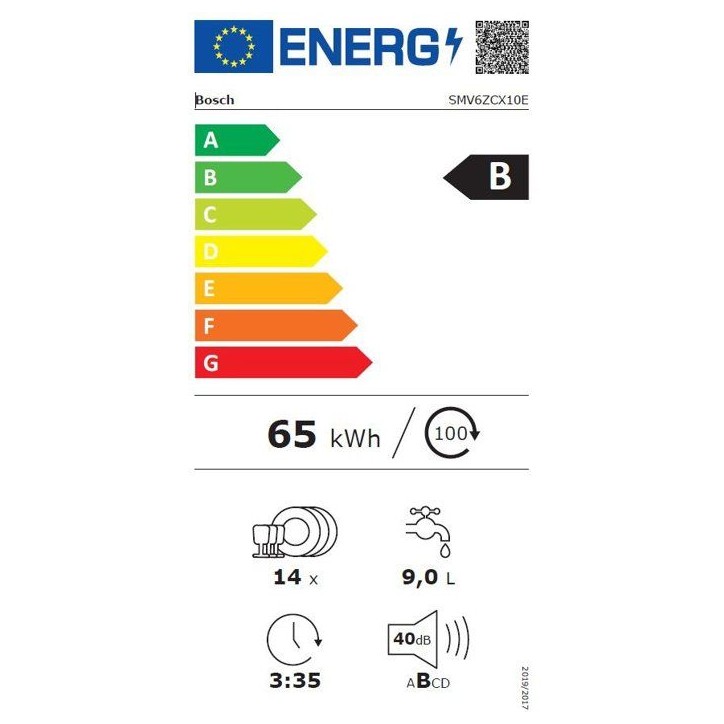 Lave-vaisselle tout encastrable BOSCH SMV6ZCX10E SER6 - 14 couverts - Induction - L60cm - 40dB - Classe B