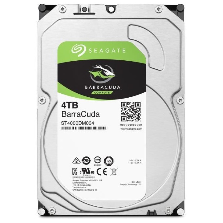 SEAGATE - Disque dur Interne HDD - BarraCuda - 4To - 5 400 tr/min - 3.5 SEAGATE - Disque dur Interne HDD - BarraCuda - 4To - 5 400 tr/min - 3.5