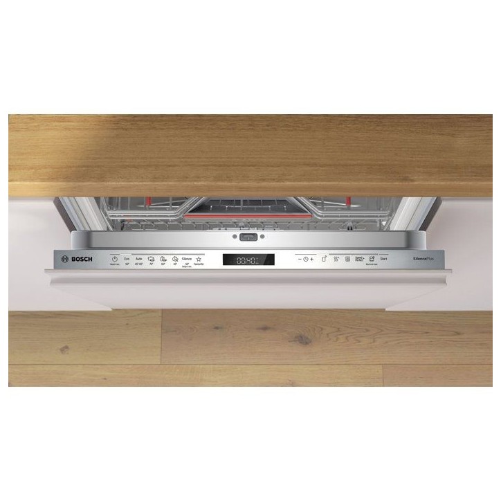 Lave-vaisselle tout encastrable BOSCH SMH6ECX21E SER6 - 14 couverts - Induction - L60cm - 42 dB - tiroir a couverts - Inox Lave-vaisselle tout encastrable BOSCH SMH6ECX21E SER6 - 14 couverts - Induction - L60cm - 42 dB - tiroir a couverts - Inox