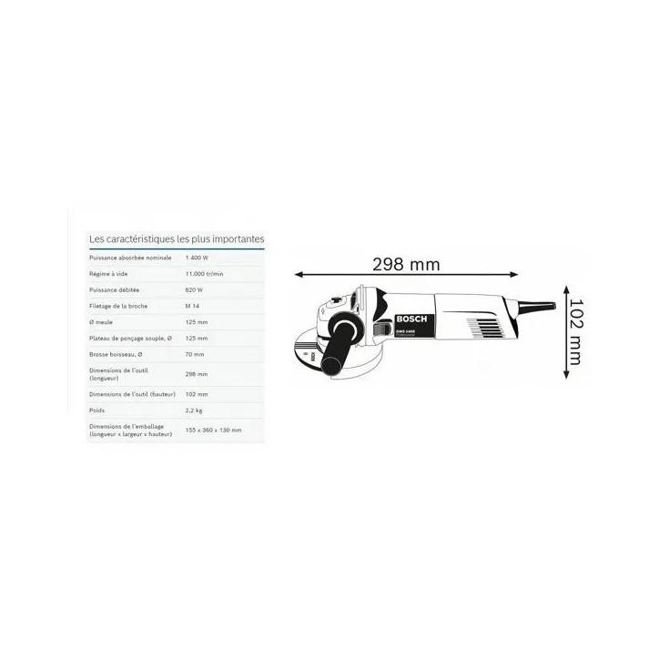 [Produit neuf - emballage abîmé] Meuleuse angulaire Bosch Professional GWS 1400 - 0601824800