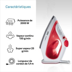 Fer vapeur - BRAUN - SI1019RD - Anti-calcaire - Débit vapeur 25 g/min