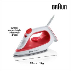 Fer vapeur - BRAUN - SI1019RD - Anti-calcaire - Débit vapeur 25 g/min