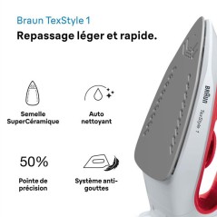 Fer vapeur - BRAUN - SI1019RD - Anti-calcaire - Débit vapeur 25 g/min