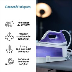Centrale vapeur CareStyle 1 - BRAUN - IS1014VI - 6 bar - 1,5 L - Viole