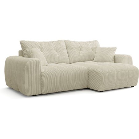 Canapé d'angle convertible - 4 places - BRANDON - Tissu Creme - 242 x