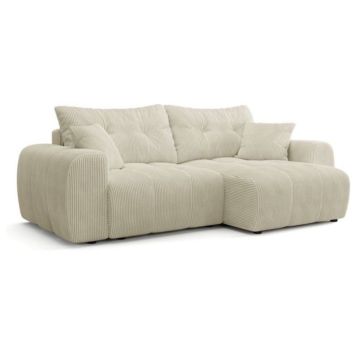 Canapé d'angle convertible - 4 places - BRANDON - Tissu Creme - 242 x 144 x 86 cm Canapé d'angle convertible - 4 places - BRANDON - Tissu Creme - 242 x 144 x 86 cm