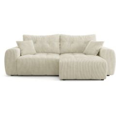 Canapé d'angle convertible - 4 places - BRANDON - Tissu Creme - 242 x