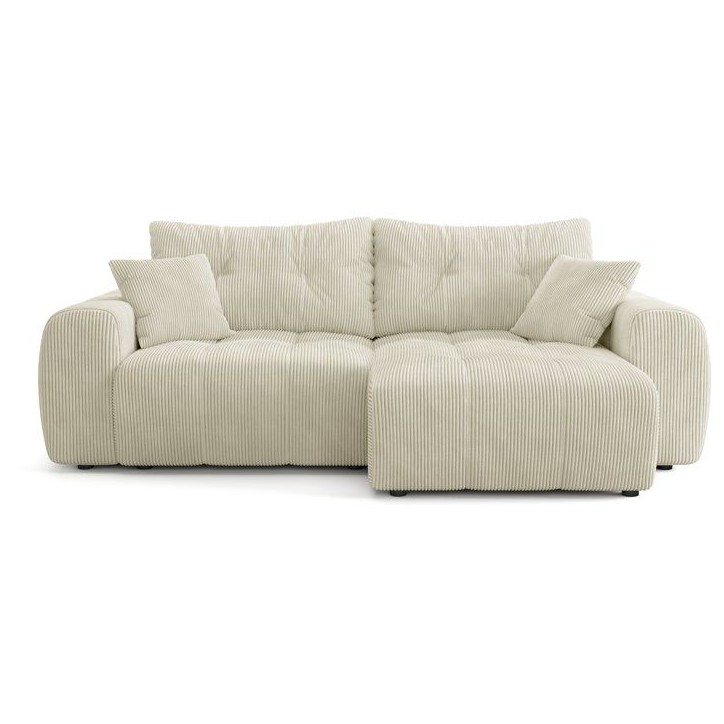 Canapé d'angle convertible - 4 places - BRANDON - Tissu Creme - 242 x 144 x 86 cm Canapé d'angle convertible - 4 places - BRANDON - Tissu Creme - 242 x 144 x 86 cm