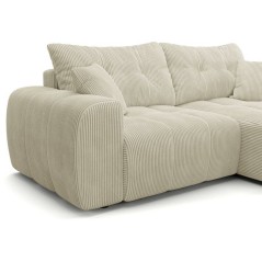 Canapé d'angle convertible - 4 places - BRANDON - Tissu Creme - 242 x