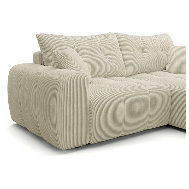 Canapé d'angle convertible - 4 places - BRANDON - Tissu Creme - 242 x 144 x 86 cm Canapé d'angle convertible - 4 places - BRANDON - Tissu Creme - 242 x 144 x 86 cm