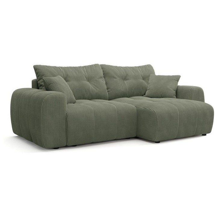 Canapé d'angle convertible - 4 places - BRANDON - Velours côtelé Vert - 242 x 144 x 86 cm Canapé d'angle convertible - 4 places - BRANDON - Velours côtelé Vert - 242 x 144 x 86 cm